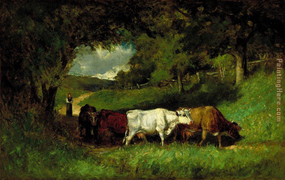 Driving Home the Cows painting - Edward Mitchell Bannister Driving Home the Cows art painting